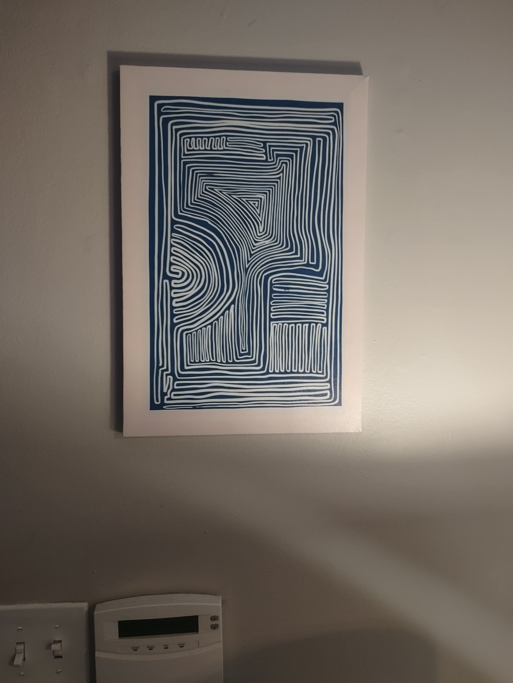 Amazon Blue & White Maze Line Art Print